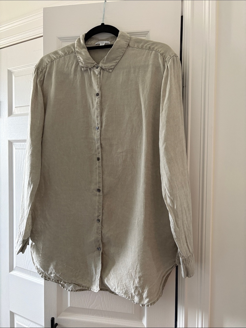 James Perse Women’s Long-Sleeve Button-Down Shirt in Sage